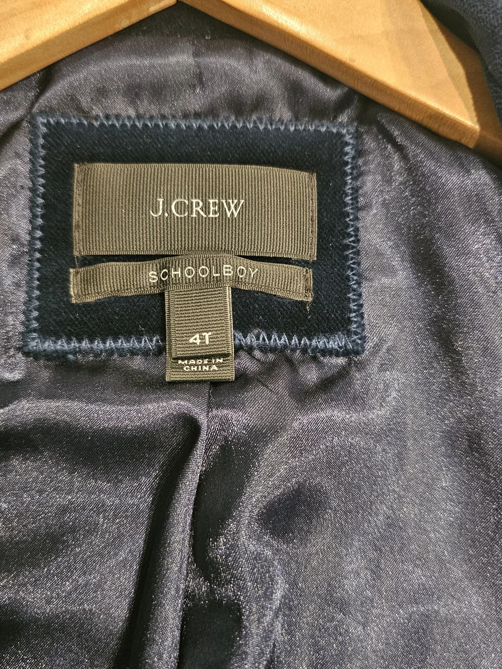 J.Crew Schoolboy Blazer 4T Tall Navy Blue Velvet Cotton Preppy Academia Holiday